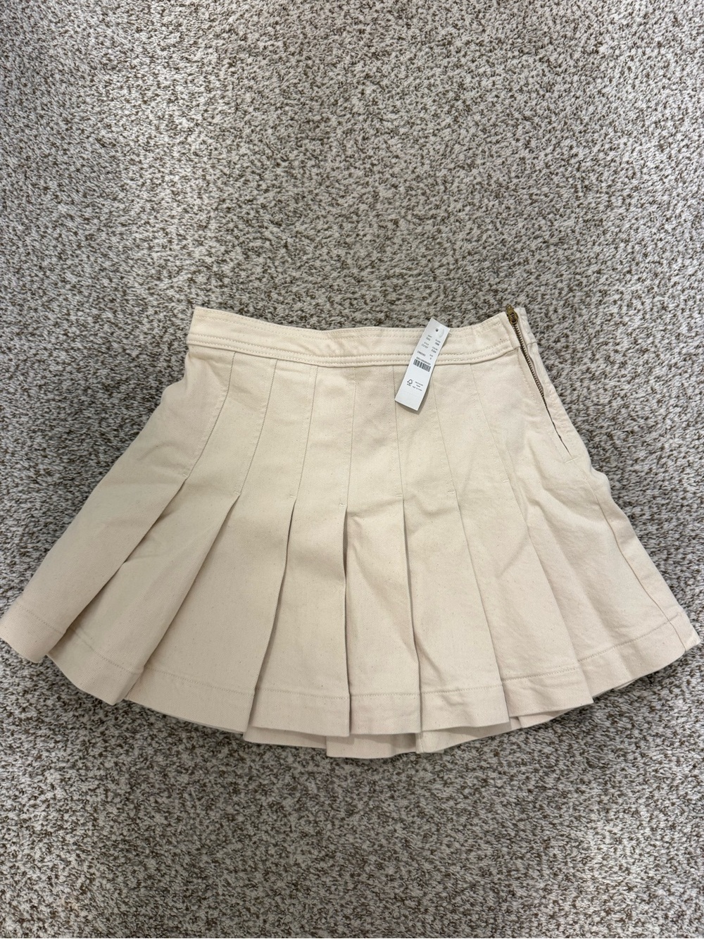 NWT j.crew ecru pleaded mini skirt sz 0
